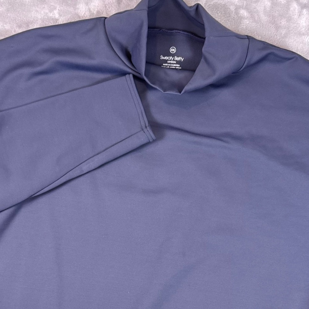 Sweaty Betty After Class Mock Neck Sweatshirt Navy Blue XXL SB6650 Oversized*